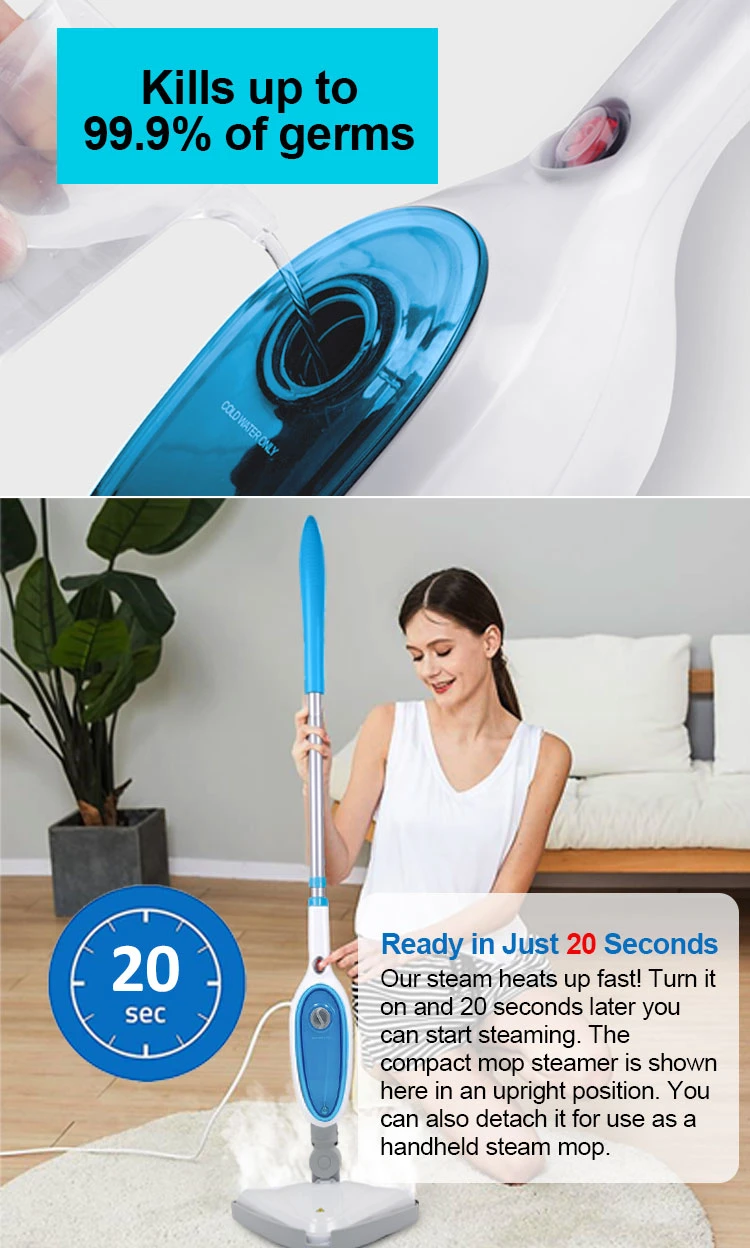 High Quality Portable Steam Mop 2021 Flexible Carpet Cordless Handheld 10 in 1 Steam Cleaner Flat Mop Vacuum Carpet Cleaner