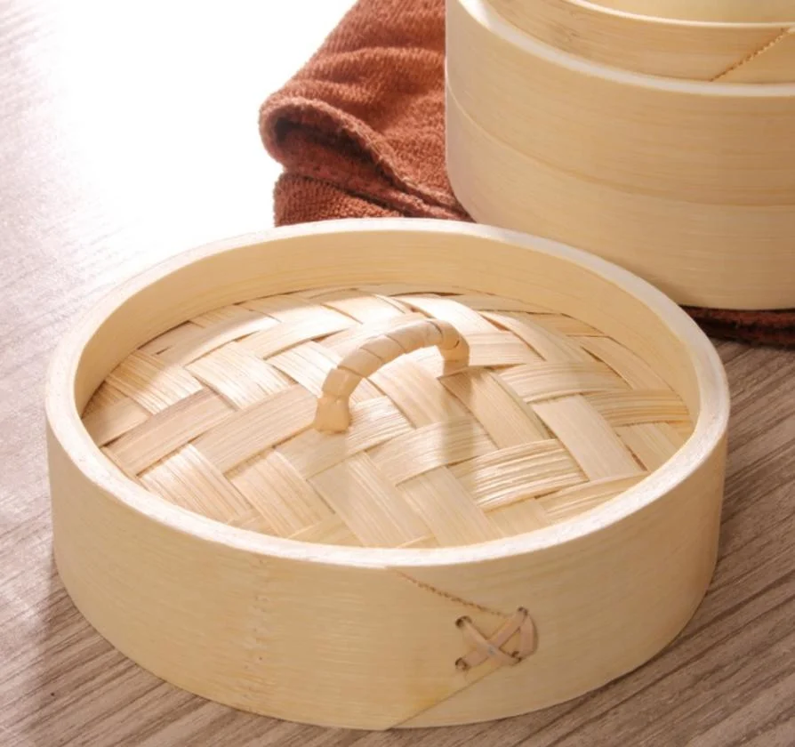 Chinese Bamboo Dim Sum Steamer Reusable Food Bamboo Steamer with Lid