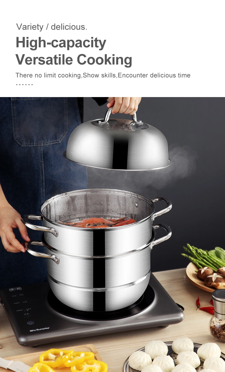 Multilayer Stainless Steel Steamer Multilayer Cookware Pot with Handle