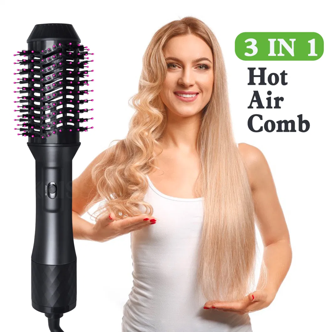 Adjusting Temperature Control and Protecting Heating Air Combing Hair Dryer Professional Hot Air Brush