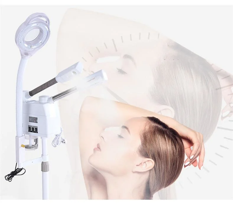 3 in 1 Ozone Vaporizer Hot and Cold Facial Steamer with Magnifying Lamp for Salon Use