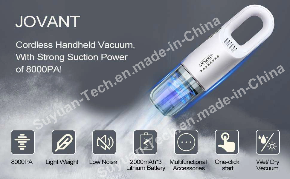 Mini Portable Cordless Handheld Vacuum Cleaner for Car and Household with 8000PA High Suction