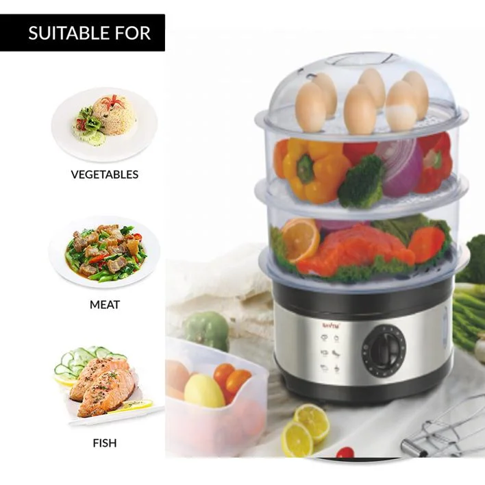 Heavybao 3-Tier Electric Vegetable and Food Steamer Cooker Dim Sum Electric Steamer for Household