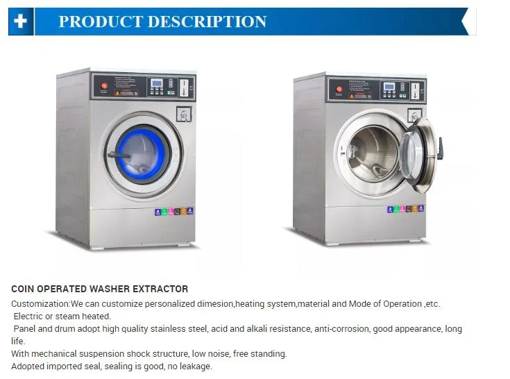 Gas/Steam Heated Laundry Washing Machine for Commercial/Industrial/Hotel/Hospital