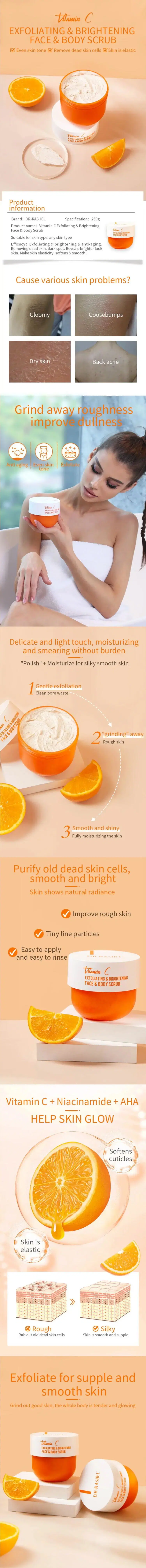 Dr. Rashel Vitamin C Whitening Moisturizer Repair Exfoliating &amp; Brightening Face &amp; Body Scrub