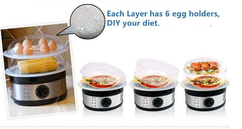 Heavybao 3-Tier Electric Vegetable and Food Steamer Cooker Dim Sum Electric Steamer for Household