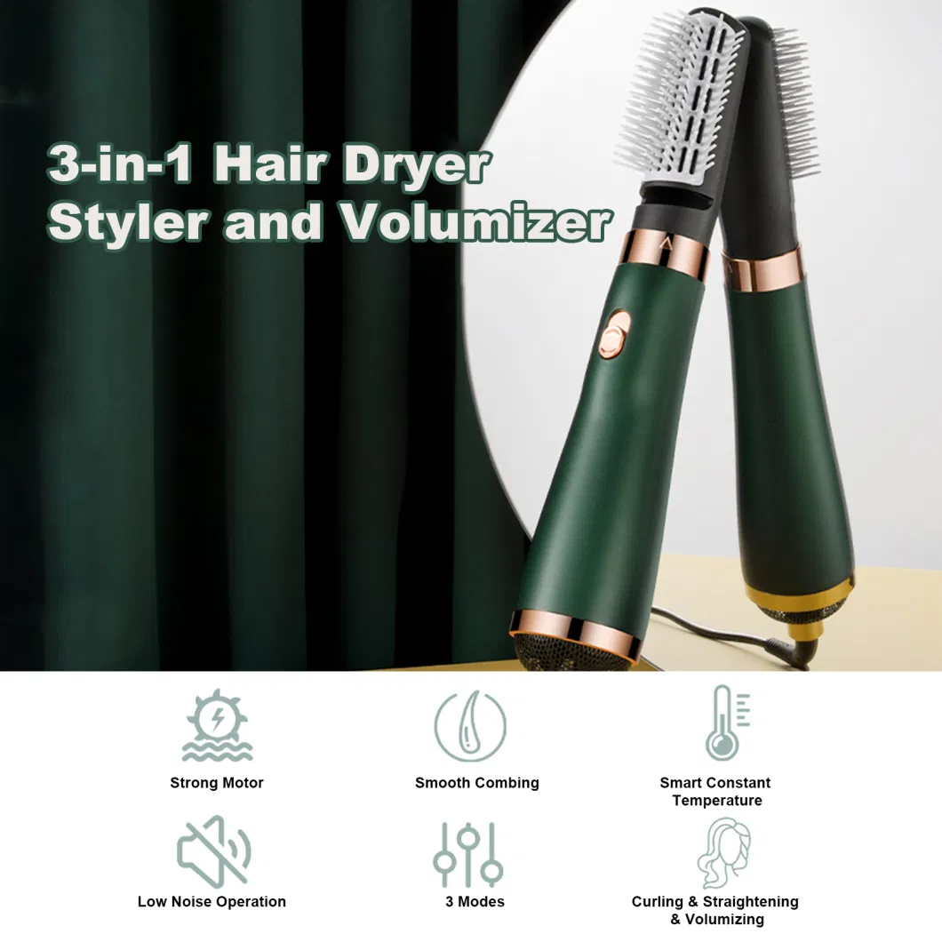 3 in 1 Hair Dryer Brushes Electric Blow Rotating Hot Air Comb for Curler Straightener Professional Negative Ionic Hair Styler