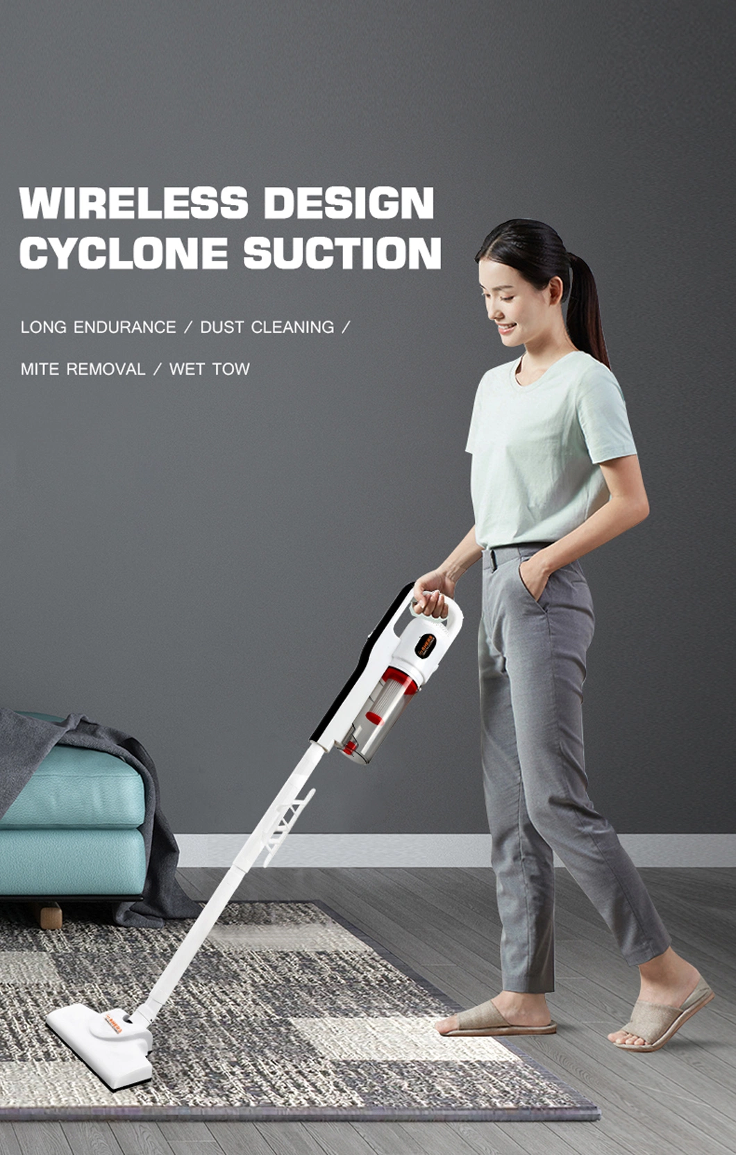 Portable Cordless Rechargeable Floor Cleaner Powerful Handy Cyclone Wireless Stick Vacuum Cleaner for Home and Car