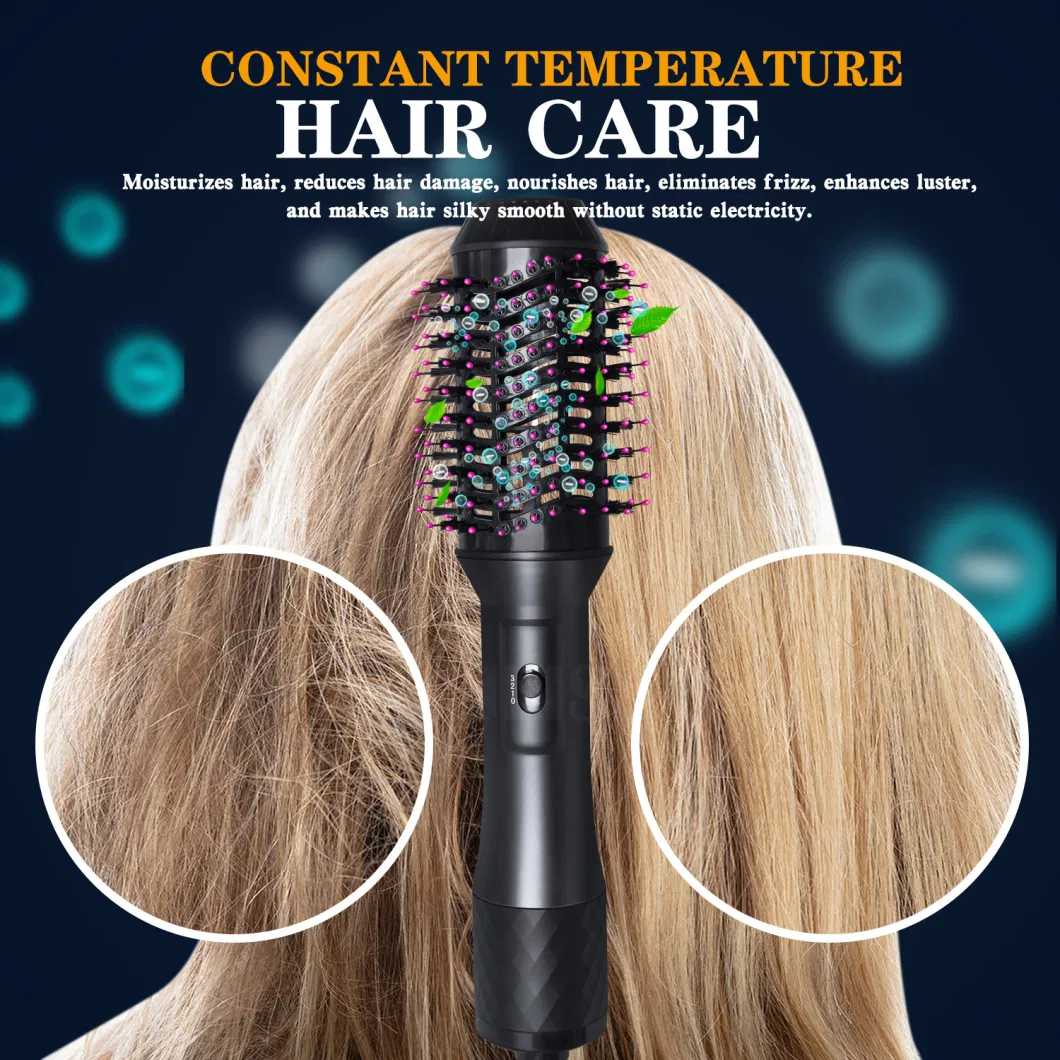 Adjusting Temperature Control and Protecting Heating Air Combing Hair Dryer Professional Hot Air Brush