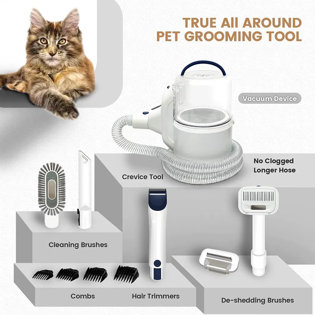 2.5L Large Capacity Electric 5 in 1 Pet Grooming Kit Vacuum Brush Vacuum Cleaner Hair Trimmer Kit for Dog and Cat