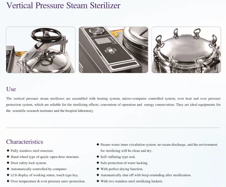 Fully Automatic Microcomputer Vertical Steam Pressure Autoclave Sterilizer