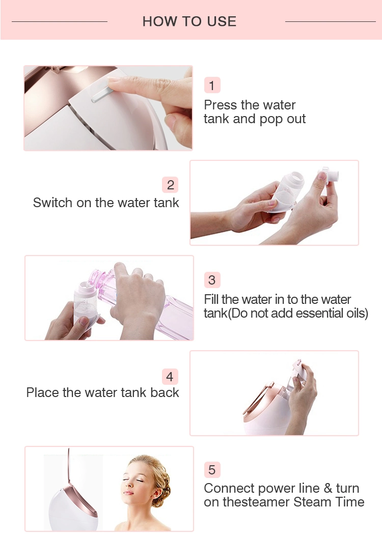 Good Price Professional Electric Portable Warm Mist Face Steaming Ionic Nano Facial Steamer with Mirror