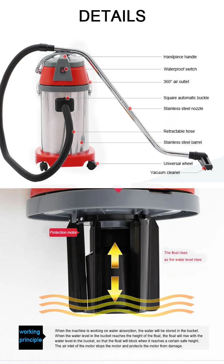 Kd501 Red Economical Professional Dry Wet Vacuum Cleaner with Silence Design