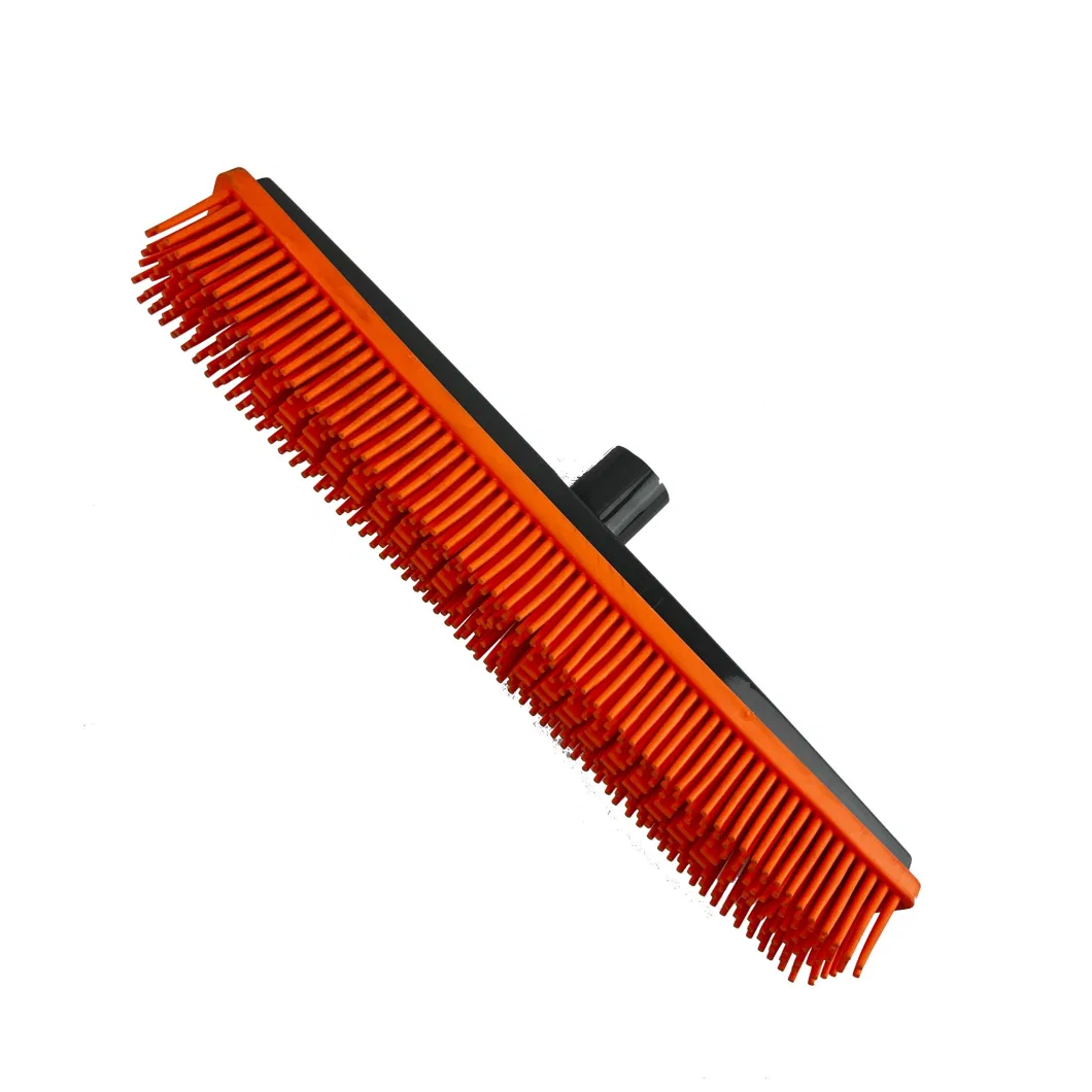 Heavy Duty Rubber Broom Carpet Rake Pet Hair Remover with Squeegee for Carpet Hardwood Floor Sweeper
