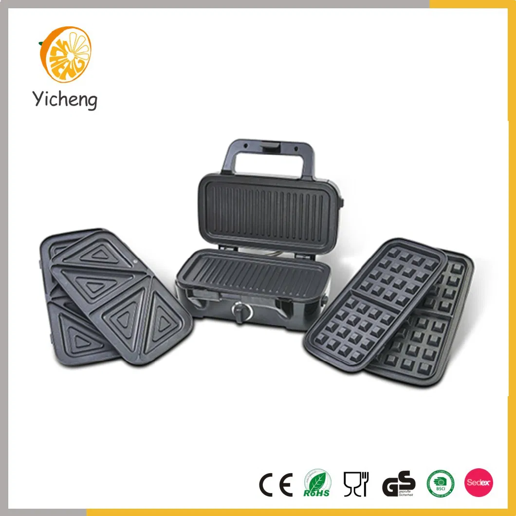 Glass Lid 3 in 1 Sandwich Toaster Waffle Maker with Temperature Control