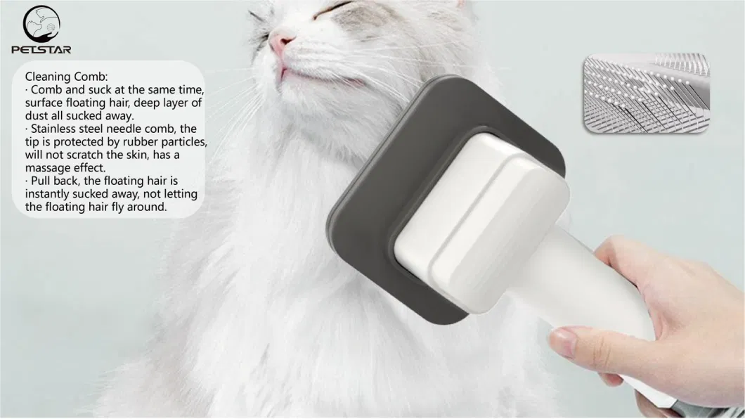 A100 Model Home Use Vacuum Cleaner Electric Hair Clipper Dog and Cat Fur Grooming Slicker Shedding Brush for Pet