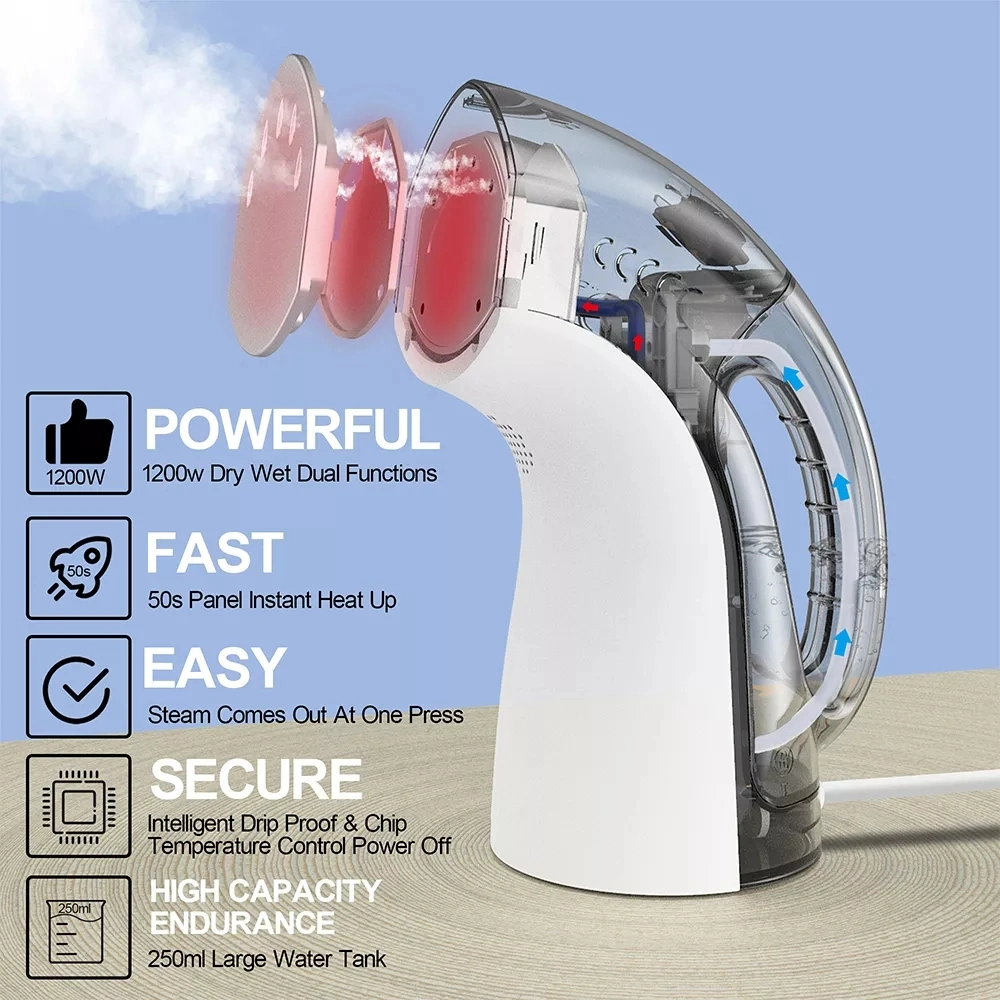 Portable Home Clothes Steamer Electric Steam Dry Iron 2 in 1 Standing
