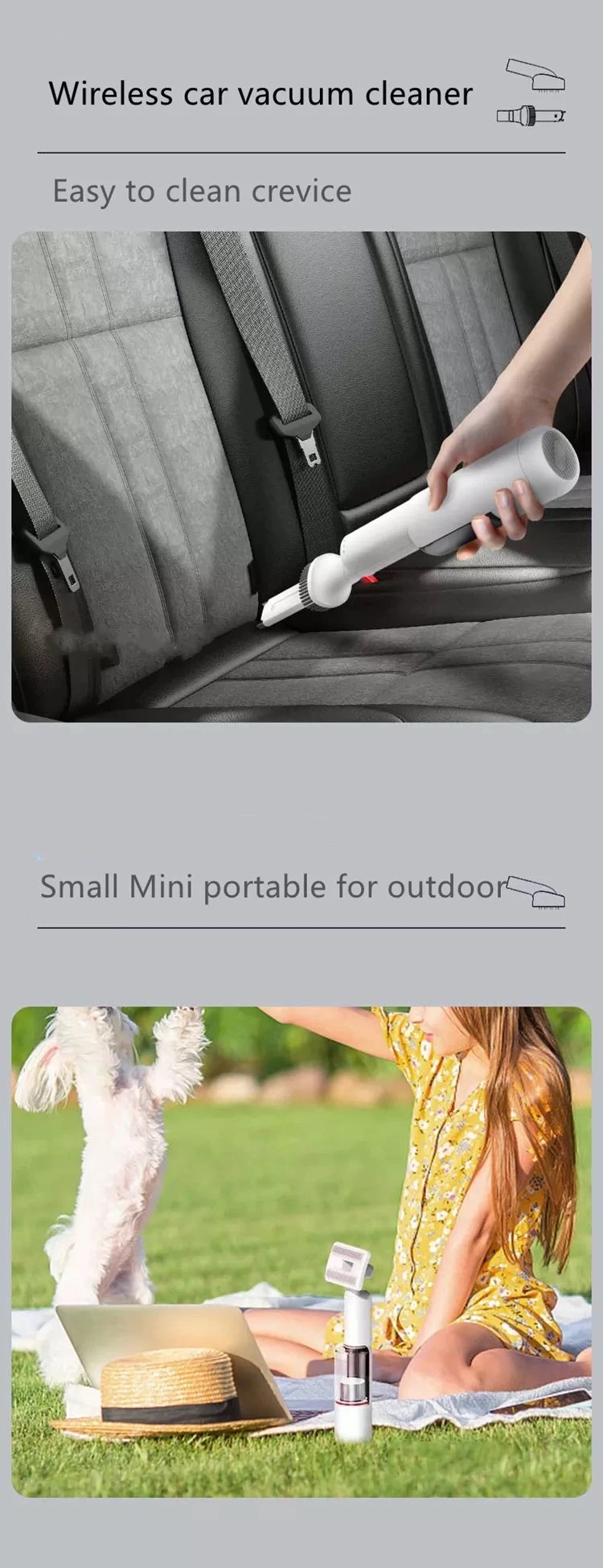 Strong Suction Powerful Wireless Rechargeable Handheld USB Mini Portable Car Vacuum Cleaner Machine for Pets