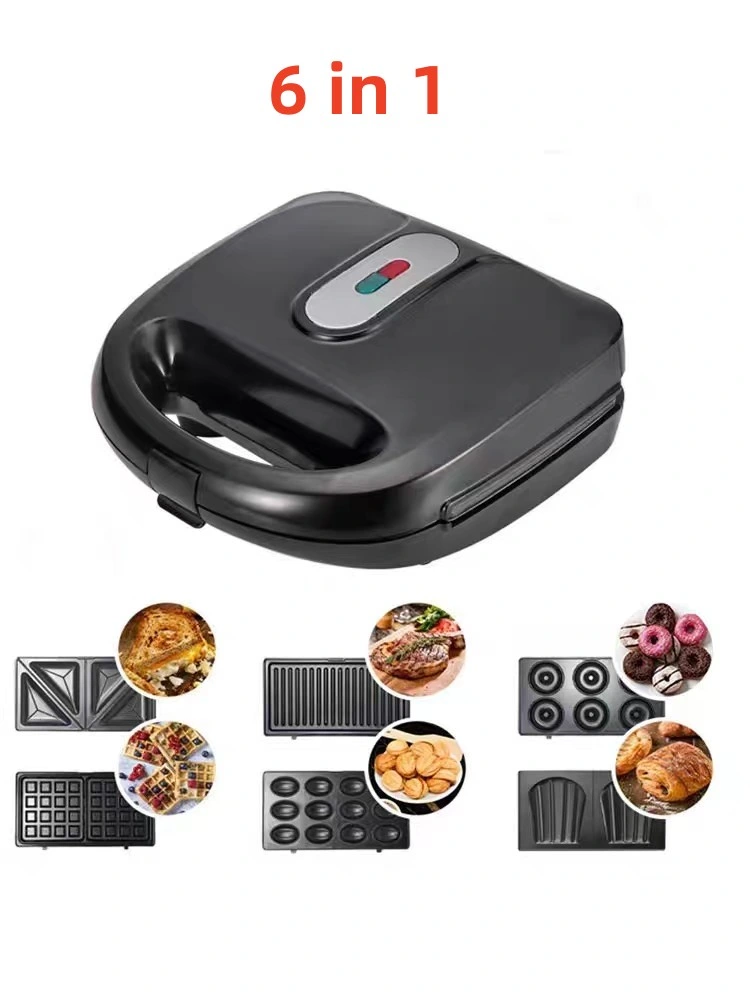 Detachable Breakfast Sandwich Maker 6 in 1 Toaster 3 in 1 Non-Stick Sandwich Maker with Cool Touch Handle Waffle Maker