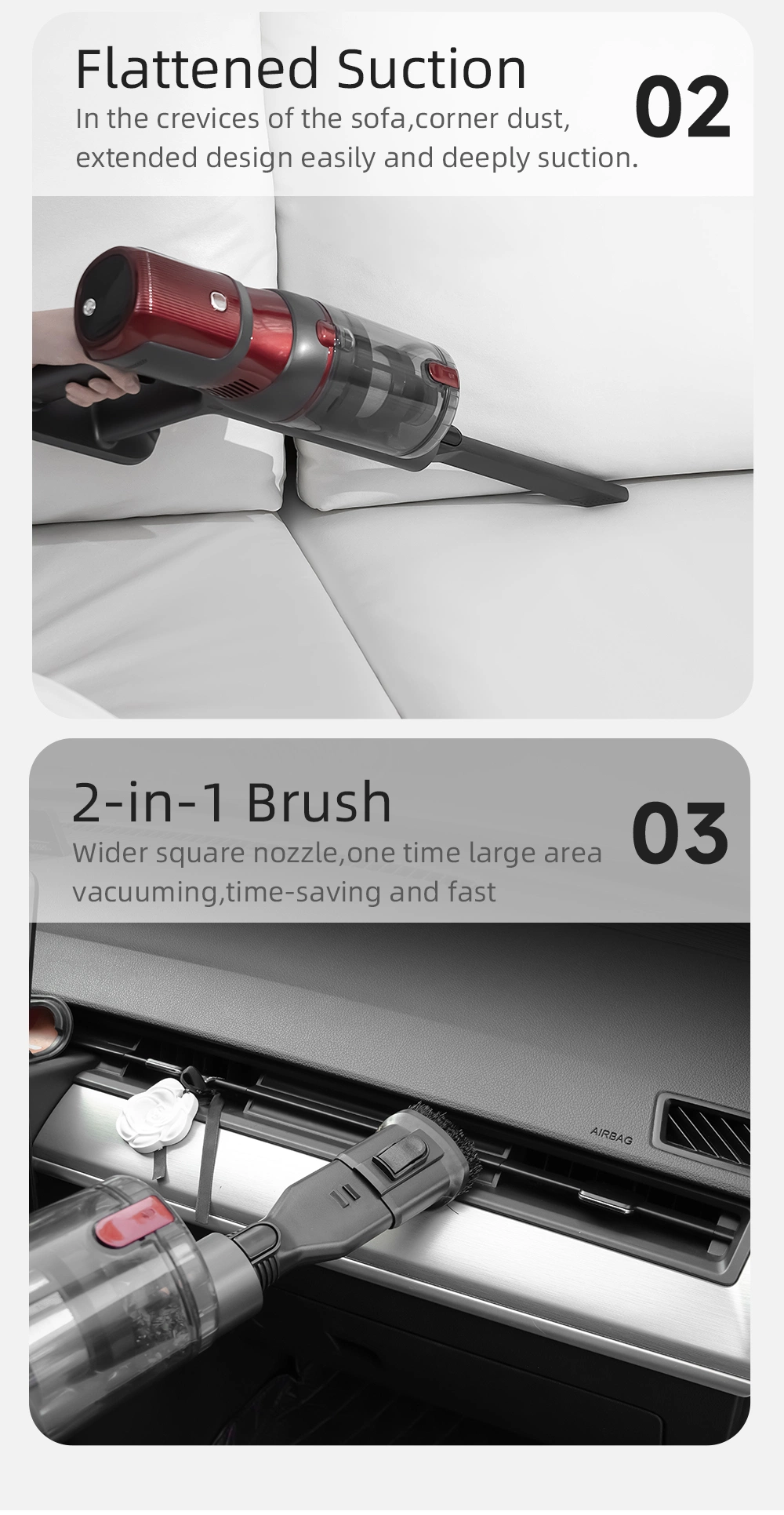 Multi Brush Head Powerful Powerful Suction Cordless Vacuum Cleaner