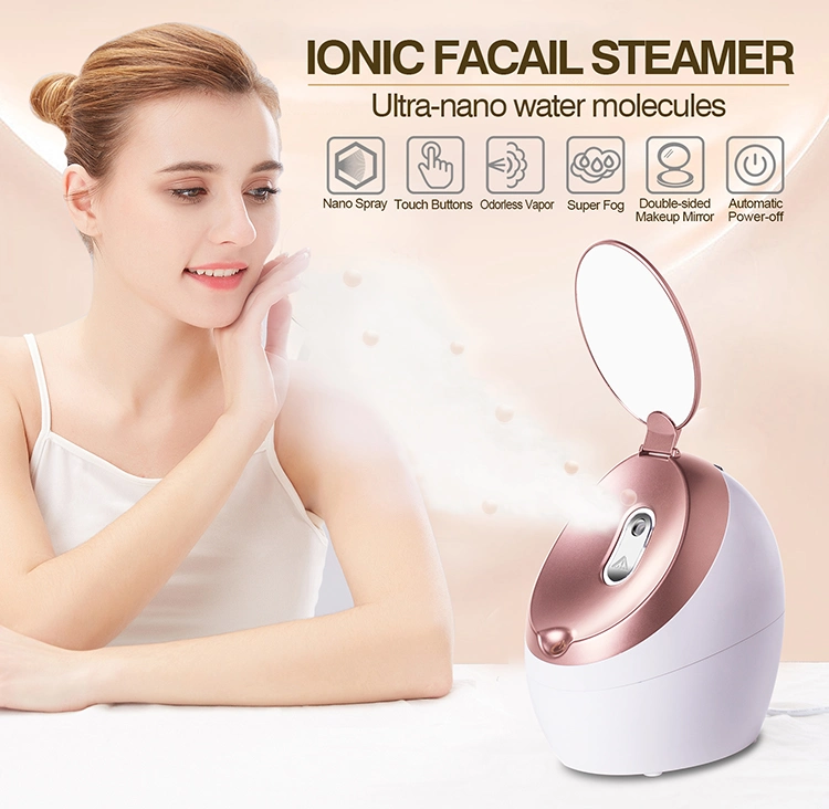 Good Price Professional Electric Portable Warm Mist Face Steaming Ionic Nano Facial Steamer with Mirror