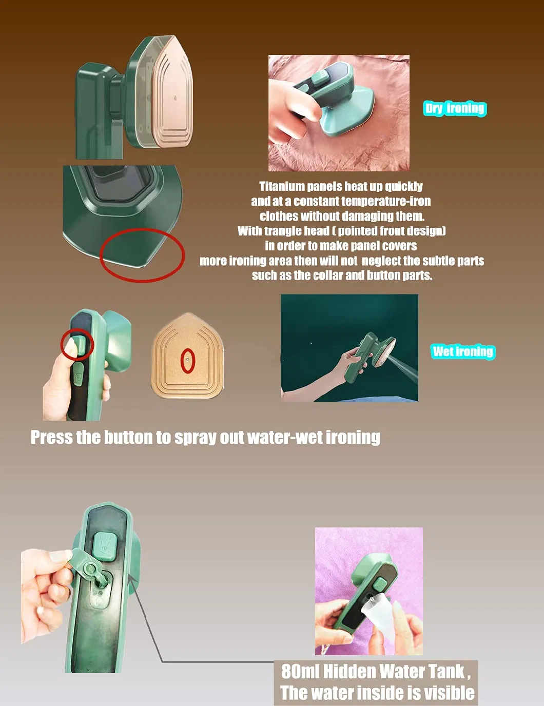 Hot Sale Portable Mini Ironing Machine Professional Micro Handheld Steam Iron