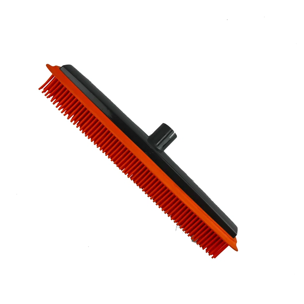 Heavy Duty Rubber Broom Carpet Rake Pet Hair Remover with Squeegee for Carpet Hardwood Floor Sweeper