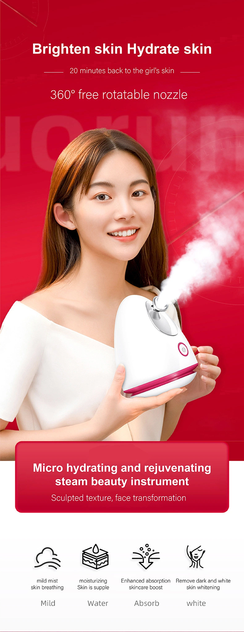 Hot Selling Professional Salon Home Mini Cute Nano Mist Facial Steamer
