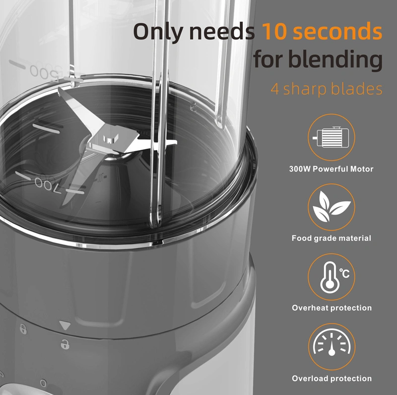 BPA Free 300W Portable Multi-Use Electric Household Blender with Drinking Lid