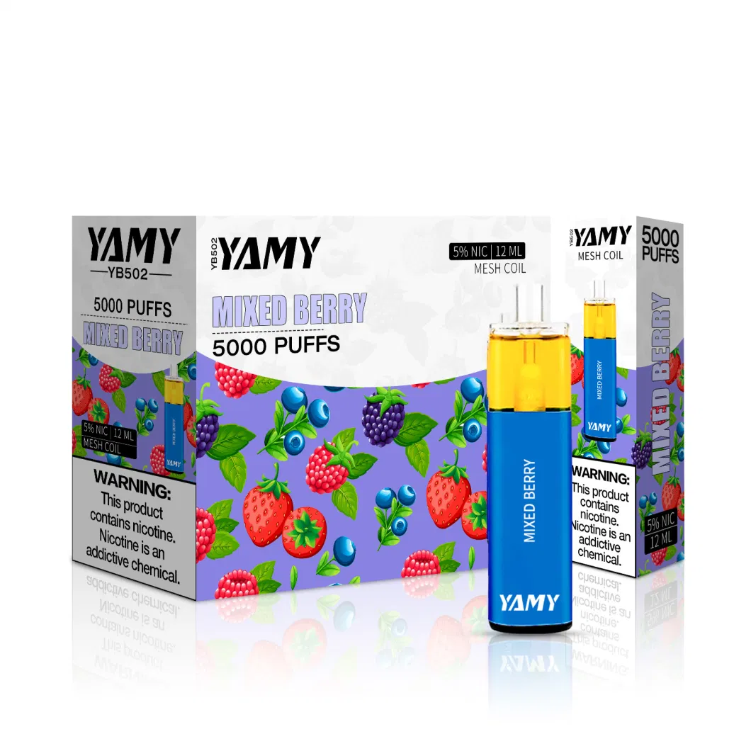 Authentic Yamy Yb502 Disposable E Cigarettes 5000 Puffs Vape Pen 12ml Pre-Filled Mesh Coil Pods Built in Battery Vaporizers OEM ODM