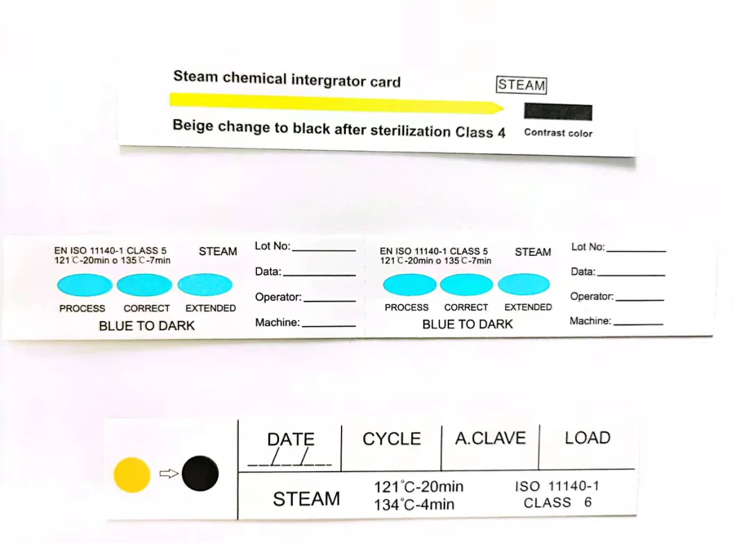 Steam/Eo/Plasma Sterilization Indicator Strip Card Class 3/4/5/6