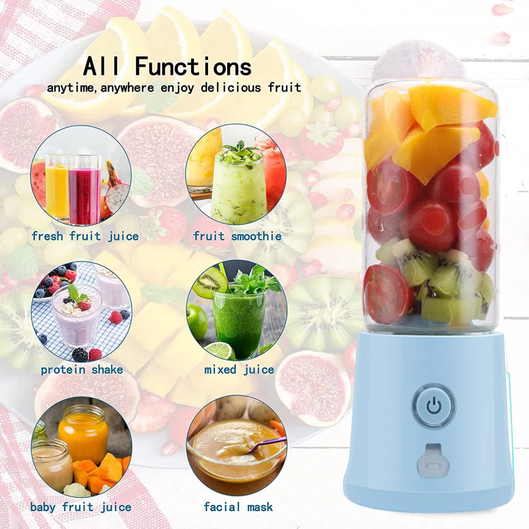 Mini Juicer Portable Blender USB Rechargeable Blender Electric Bottle with Six Blade