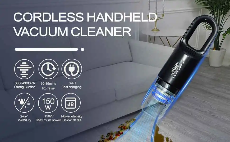 Mini Portable Cordless Handheld Vacuum Cleaner for Car and Household with 8000PA High Suction