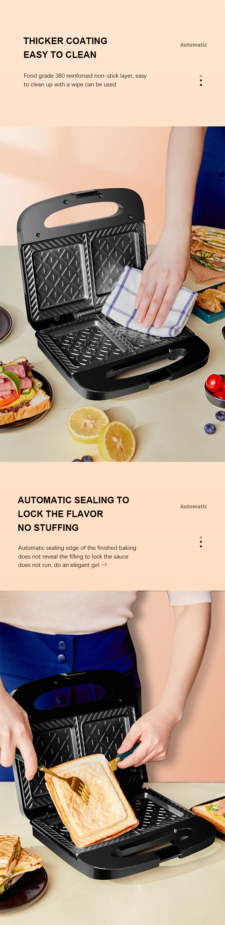 New Arrived 2 3 4 7 in 1 Breakfast Waffle Maker and Sandwich Maker with 7 Sets of Detachable Nonstick Plates
