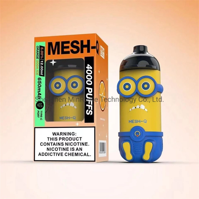 Meshking Mesh-Q 4000 Puffs Minions Disposable Vape E Cigarettes Rechargeable Battery Mod Cartoon Design Vapes Pen 12ml Pre-Filled Mesh Coil Pods Vaporizers 650m