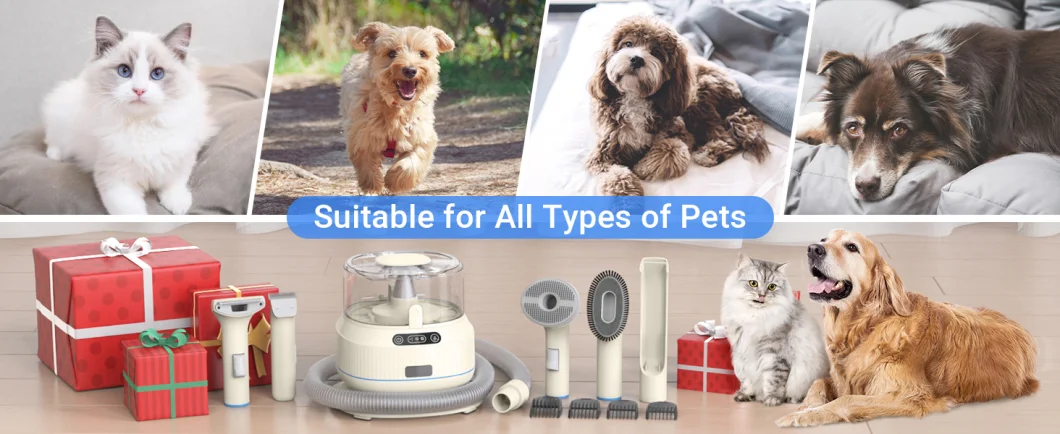1.4L Dust Box Capacity Electric Dog Cat Pet Hair Remover &Clipper Mutifuctional Vacuum Cleaner with Grooming Tool Kits