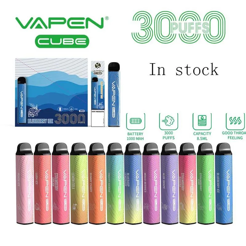 Authentic Vapen Cube 3000 Puffs Disposable Vape Pen Vaporizer Kits Factory Wholesale Pod Kit Vapen