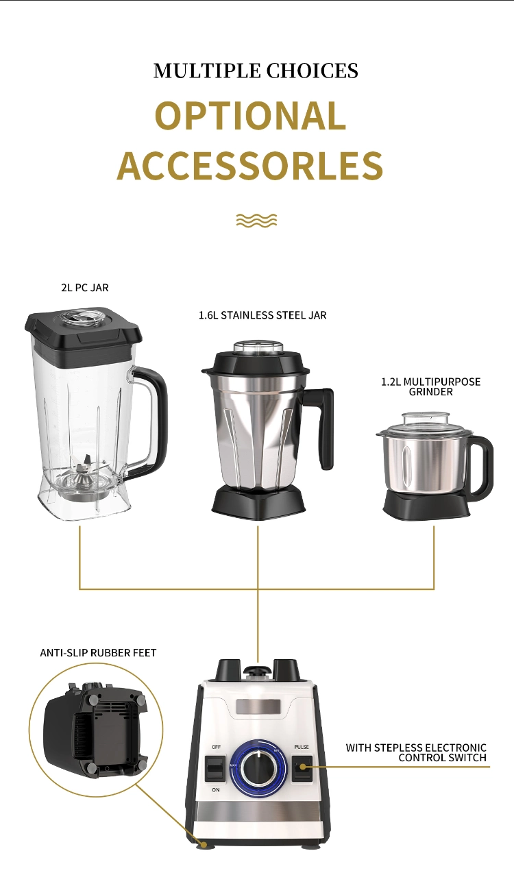 2022 Portable Electric Silver Crest Professional Commercial or Home Appliance Fresh Silent Juicers and Food Processor Smoothie Mixer Machine 1.5L 2.0L Blender