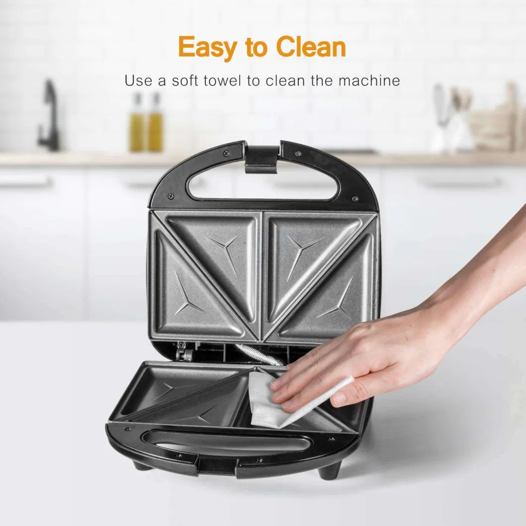 Detachable Breakfast Sandwich Maker 6 in 1 Toaster 3 in 1 Non-Stick Sandwich Maker with Cool Touch Handle Waffle Maker