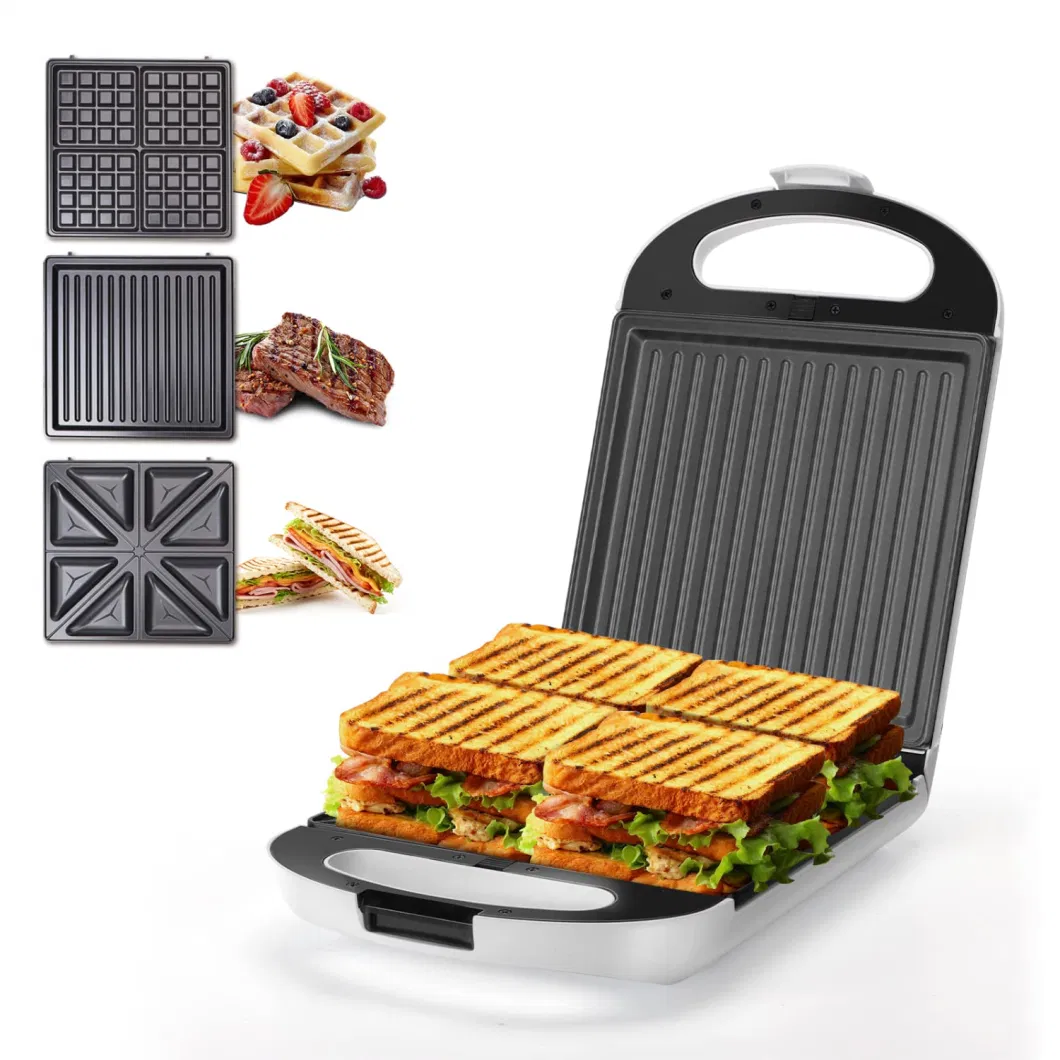Indicator Lights Double-Sided Heating Non-Stick Plates Panini Press Grill Waffle Sandwich Maker