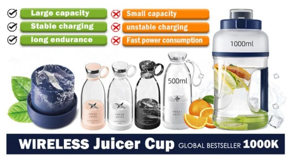 Mini Travel Juicer Bottle Electric USB Rechargeable Fruit Juicer Blender