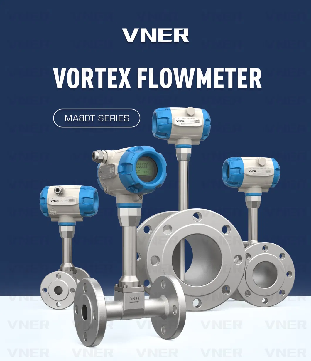 Cost-Efficient High-Accuracy Vortex Flow Meter, Specialized in Clean Gas/Steam/Liquids Measurement, Customized Materials