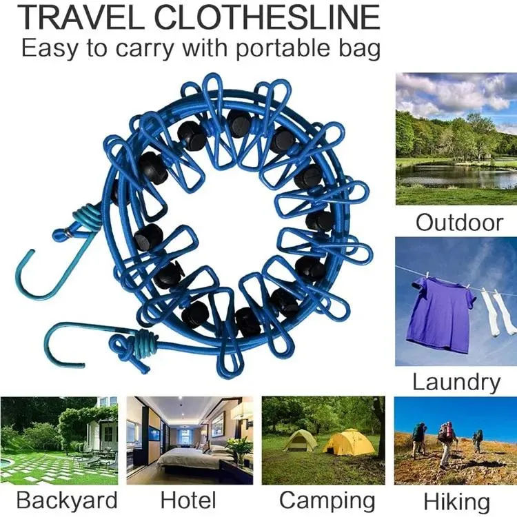 Portable Travel Clothesline for Outdoor and Indoor Use