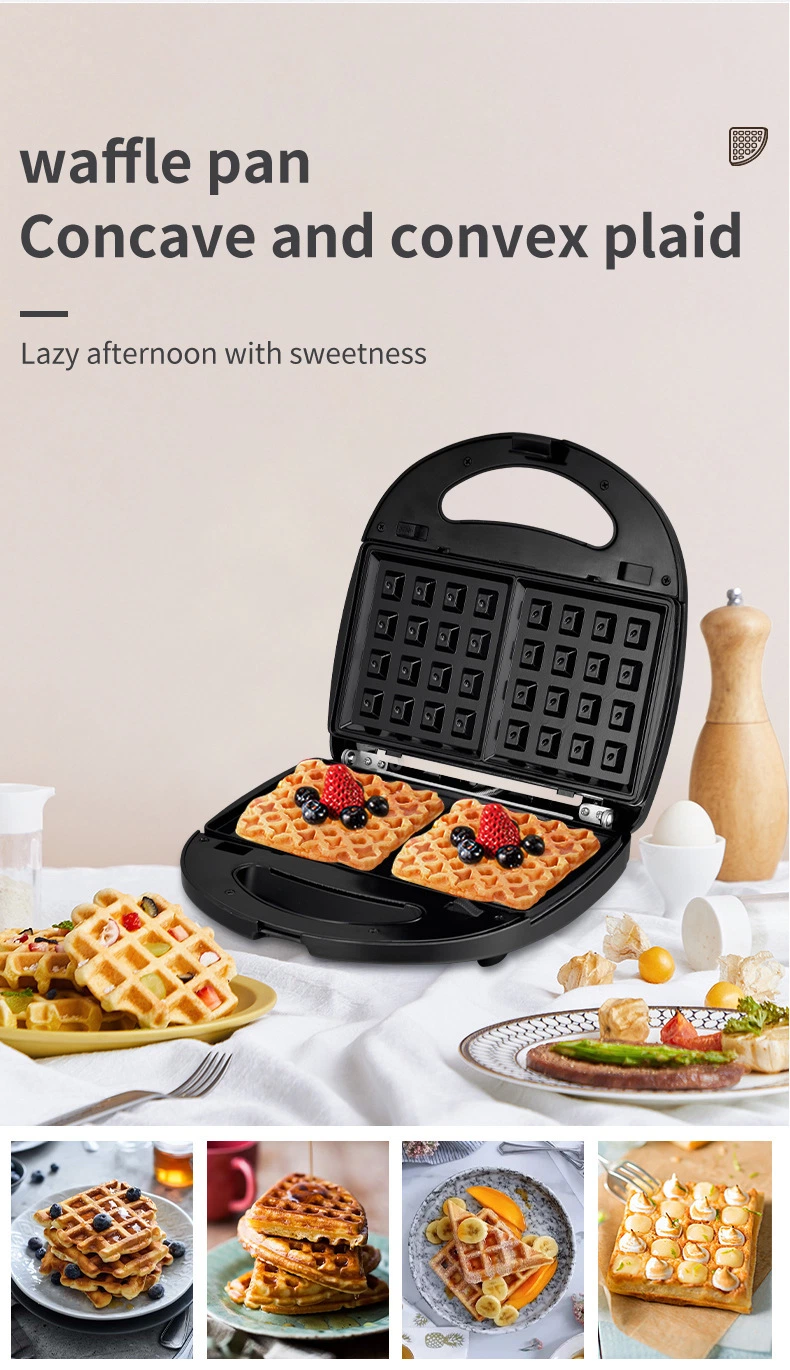 Stainless Steel Decoration 3 in 1 New Design Double Sided Heating LED Indicator Lights Sandwich Waffle Maker