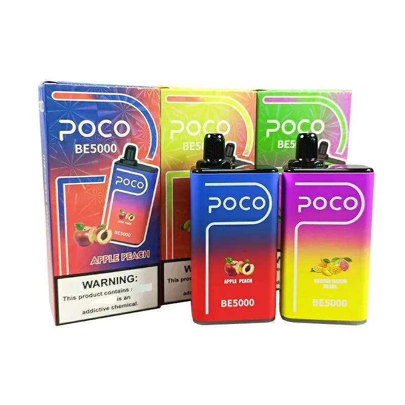 From USA Poco Be5000 Disposable Vape Pen Electronic Cigarette Mesh Coil 5000 Puffs Vapor Airflow Rechargeable 14ml 10 Flavors Device E CIGS Vaporizers Original