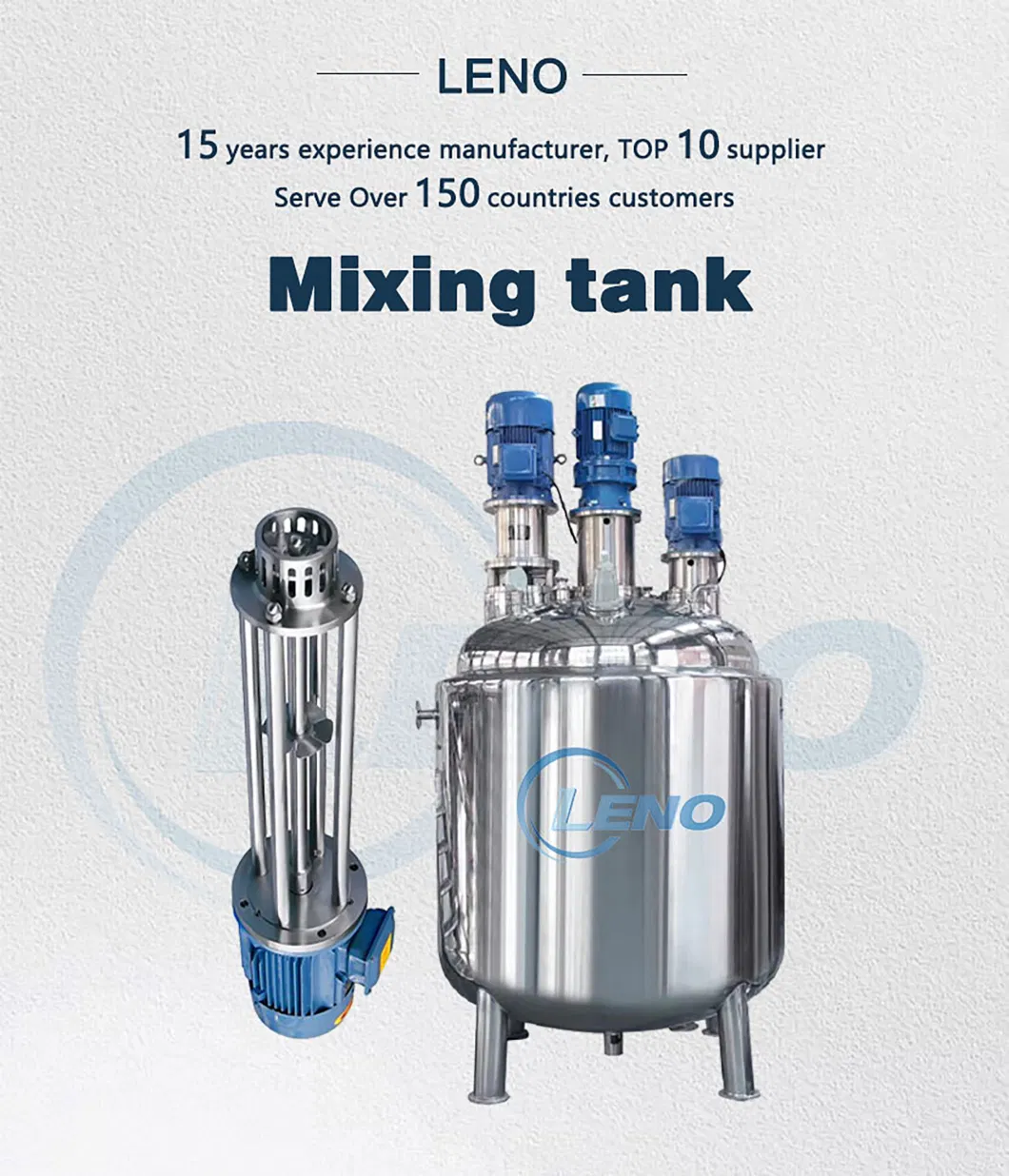 Leno Price Liquid Storage Emulsifying Drum Disperser Homogenizer Tank Electric Steam Heating Mixer Jacketed Vessel Agitator Reactor Stainless Steel Mixing Tank