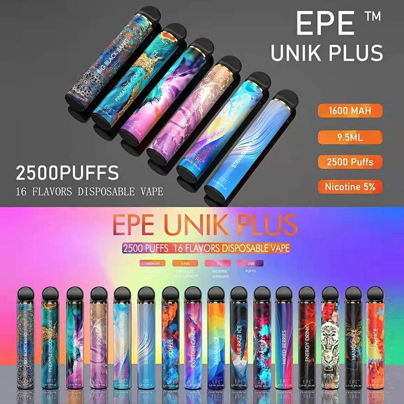 EPE Puff Plus Bar Vaporizer Electronic Cigarette Disposable Vape E Cigarettes Pod 2500puffs 1600mAh Battery 10 Colors Pre-Filled 9.5 Ml Pods Vaporizers in