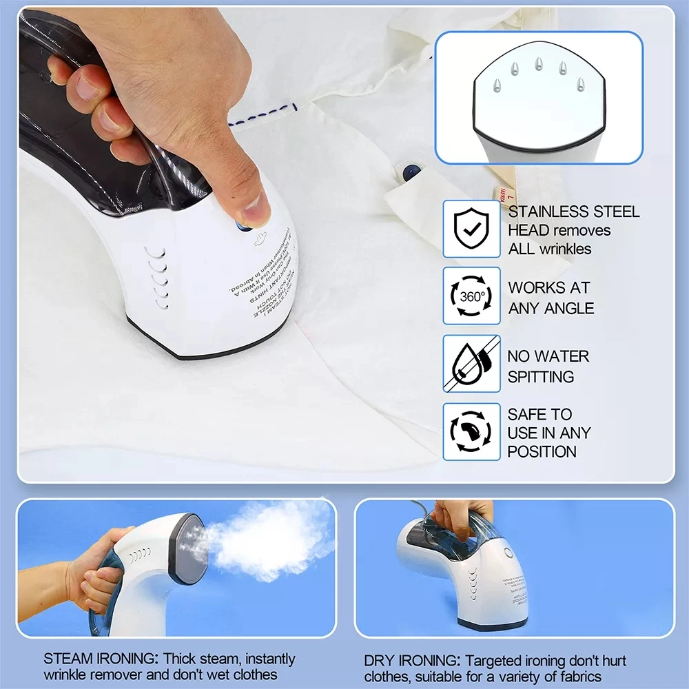 Portable Home Clothes Steamer Electric Steam Dry Iron 2 in 1 Standing