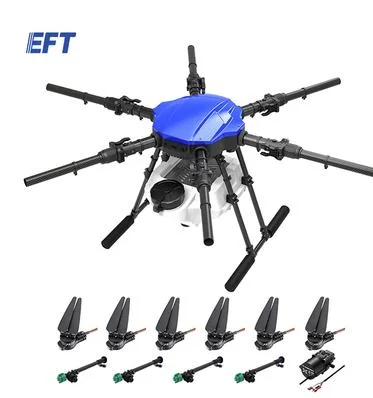 2022 New Eft G610 Four-Axis 10L/Kg Agricultural Spray Drone Carbon Fiber Frame with As150u Plug 10L Water Tank Kit DIY