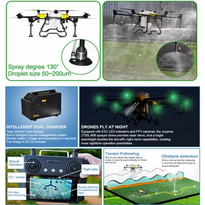 Maquinaria agrícola helicóptero RC fácil de controlar y reparar pesticidas Pulverización líquidos Fertilzier pulverización de fertilizante sólido propagación Agropecuaria Drone T30t40